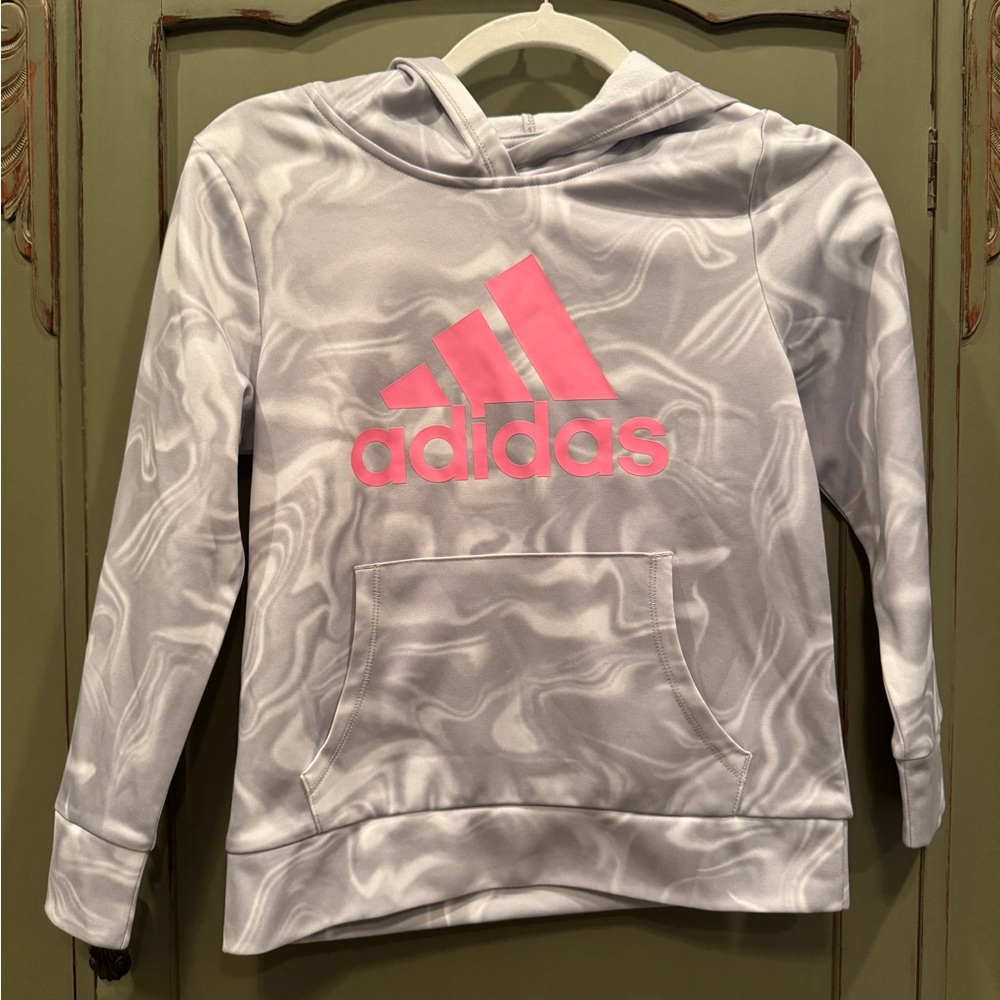 Girls Adidas hoodie pink logo